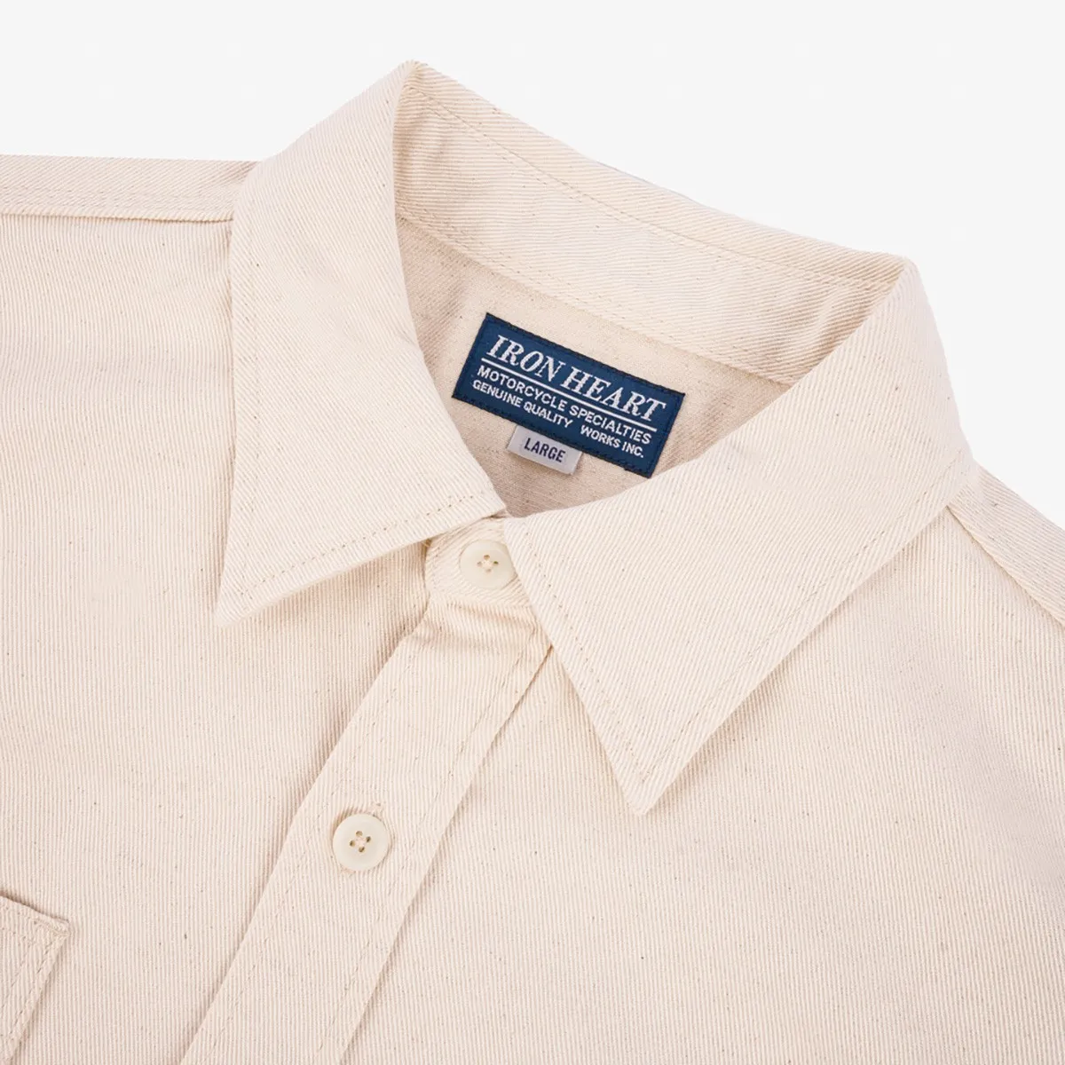 Iron Heart IHSH-414-WHT 9oz Cotton Linen Work Shirt - Off White