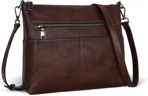 Iswee Genuine Leather Purses Women's Crossbody Handbags Stylish Satchel Bags Work Purses