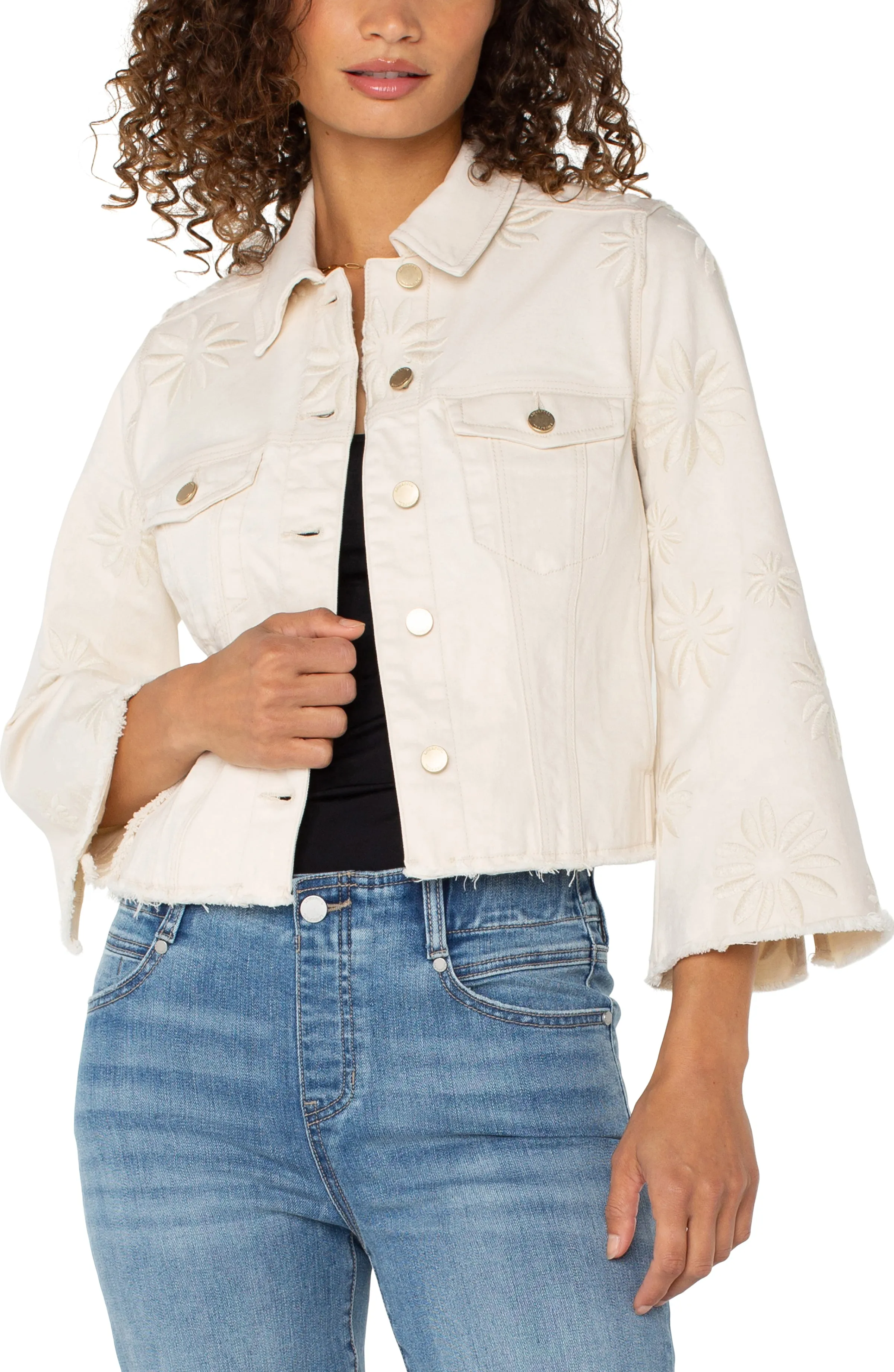 JACKET WITH WIDE SLEEVES W/ EMBROIDER FLORALS