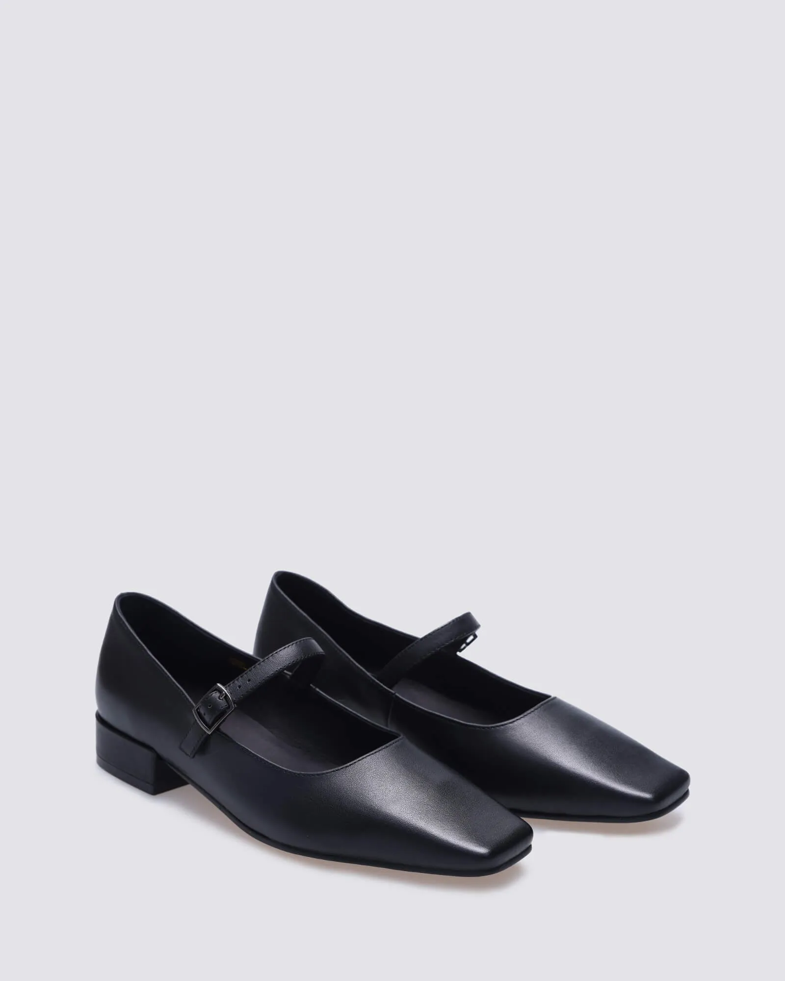 JEWEL MARYJANE FLATS BLACK LEATHER
