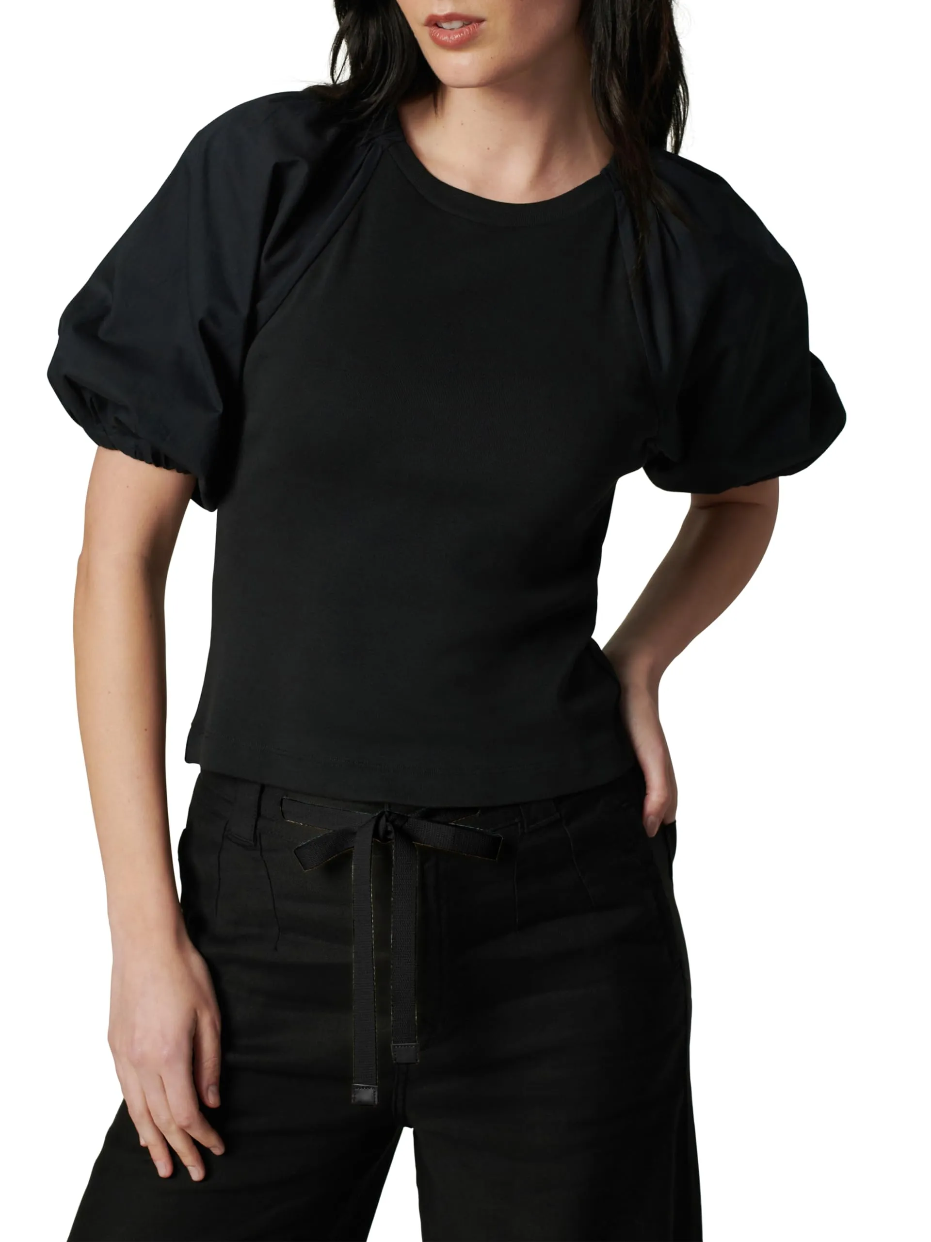 Joe's Jeans Women's The Lila Mixed Media Short Sleeve Top