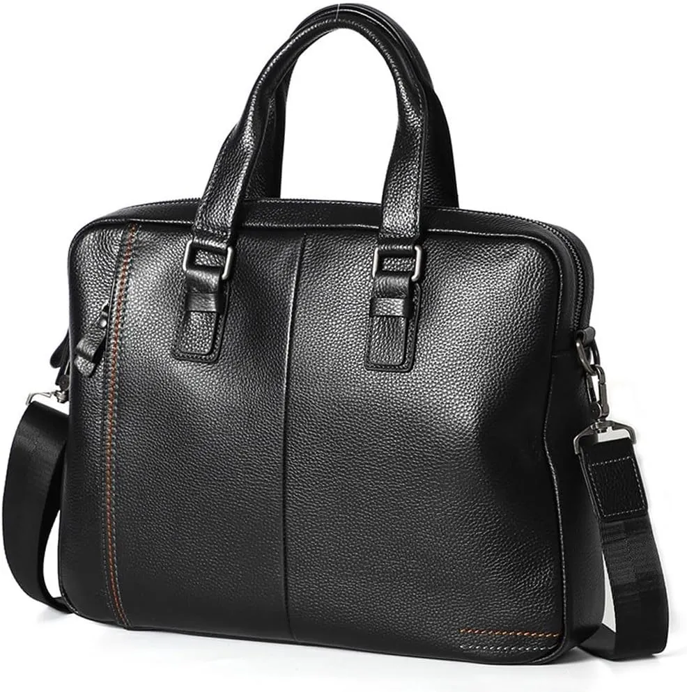 JSEIAJB Cowhide handbag men's casual leather briefcase men's computer bag crossbody shoulder bag