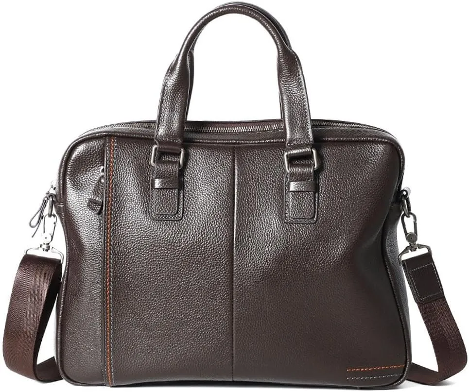 JSEIAJB Cowhide handbag men's casual leather briefcase men's computer bag crossbody shoulder bag
