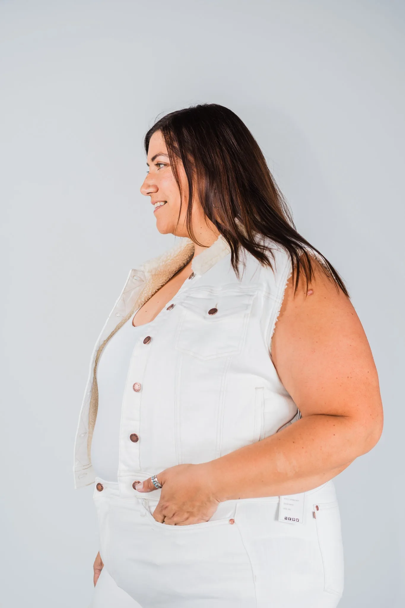 Judy Blue White Sherling Lined Vest