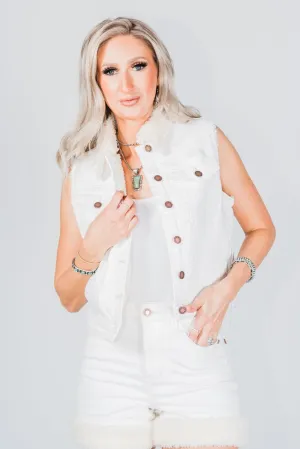 Judy Blue White Sherling Lined Vest