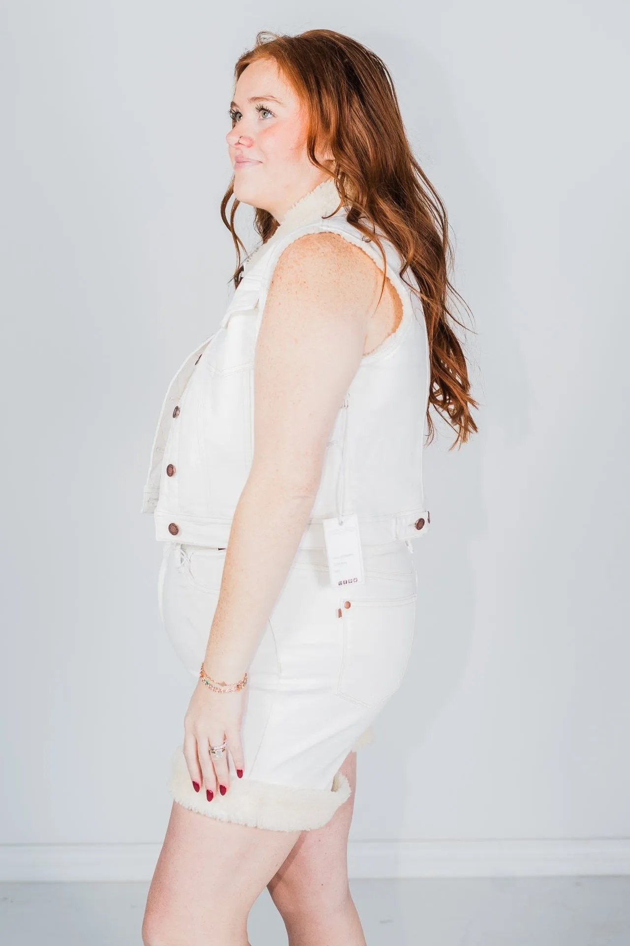 Judy Blue White Sherling Lined Vest