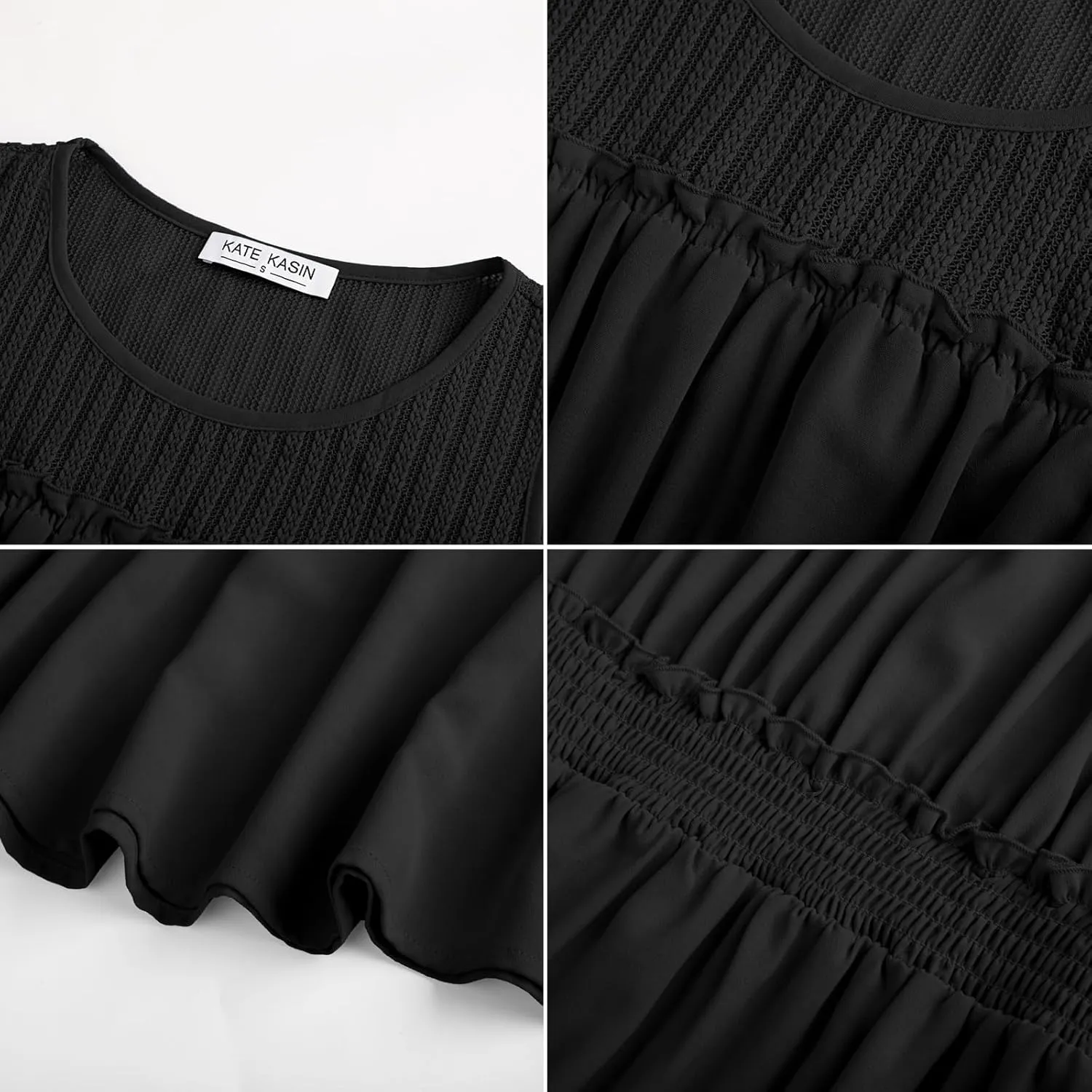 Kate Kasin Women's Summer Dresses Casual Sleeveless A-Line Midi Sundress Smocked Waist Flowy Tiered Beach Dress