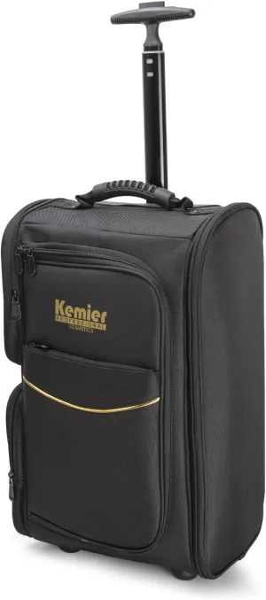 Kemier Travel Makeup Train Case - Professional Rolling Cosmetic Case Portable Artist Makeup Backpack with Wheels Large Capacity Trolley Organizer Storage Bag for Women Black