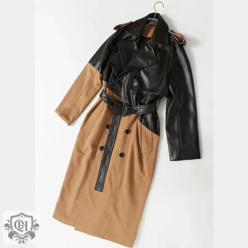Khaki Lace-Up Long Coat