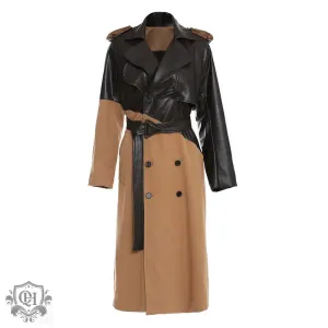 Khaki Lace-Up Long Coat