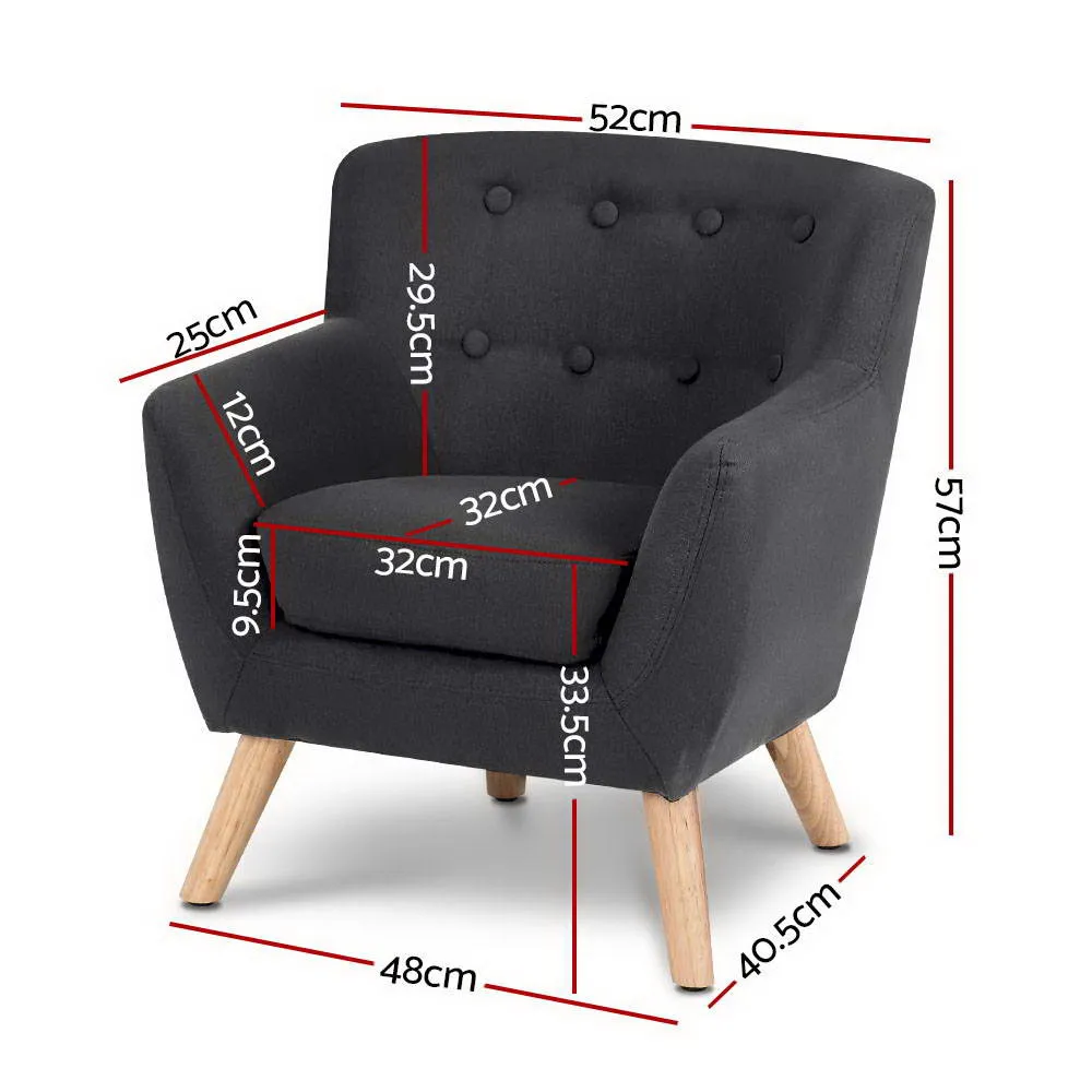 Kids Sofa Armchair Fabric Furniture Lorraine French Couch Children Black