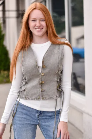 Lace up Denim Vest
