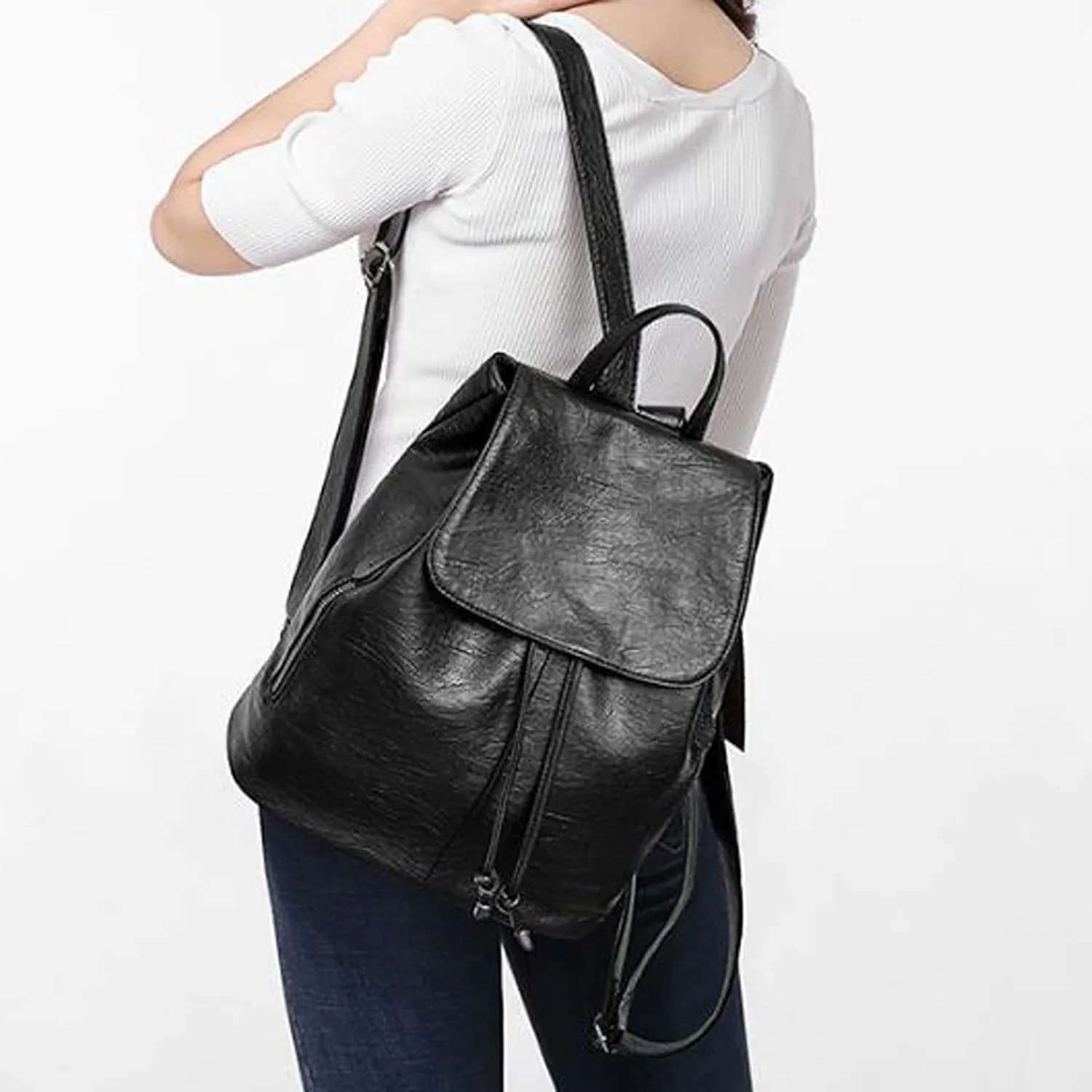 Ladies Casual Large Capacity Multifunctional Double Shoulder Backpack Portable Women's Travel Leather Backpacks (Brown)