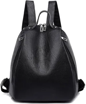 Ladies Casual Simple Design Multifunctional Fashion Shoulder Bag Portable Women Travel Backpacks (Black)