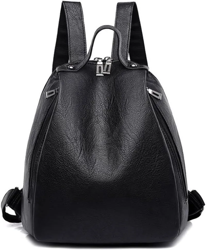 Ladies Casual Simple Design Multifunctional Fashion Shoulder Bag Portable Women Travel Backpacks (Black)