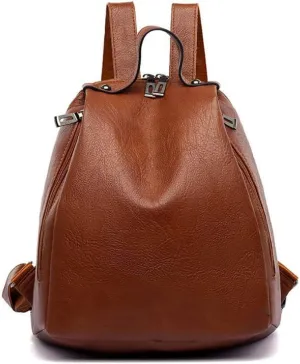 Ladies Casual Simple Design Multifunctional Fashion Shoulder Bag Portable Women Travel Backpacks (Brown)