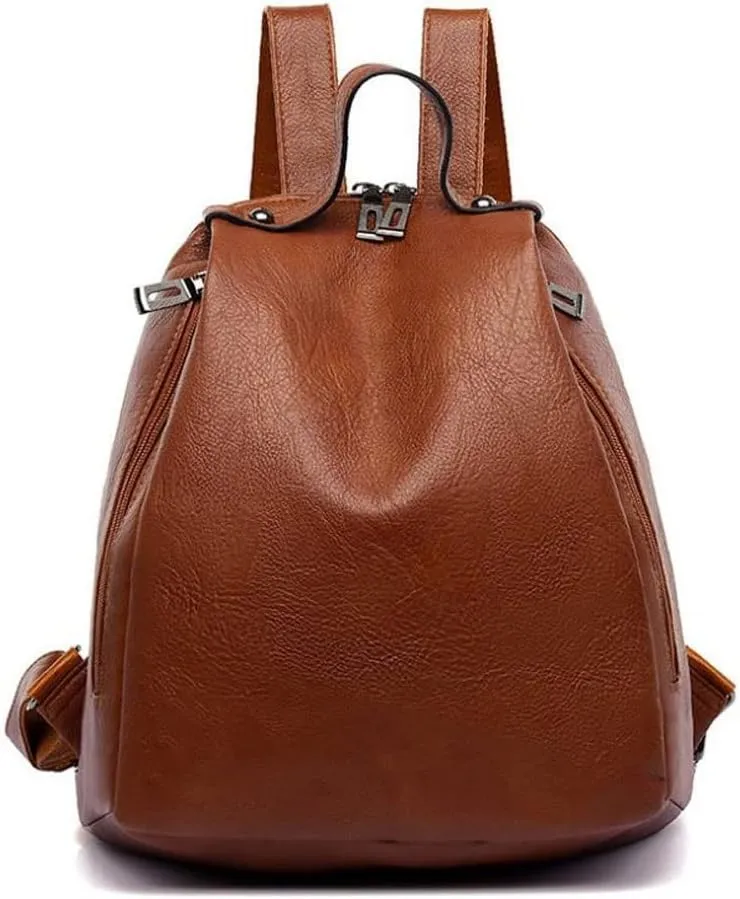 Ladies Casual Simple Design Multifunctional Fashion Shoulder Bag Portable Women Travel Backpacks (Brown)