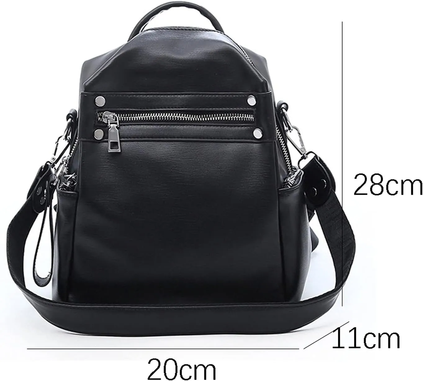 Ladies PU Leather Simple Retro Hobo Shoulder Bag Portable Women's Travel Backpacks (White)