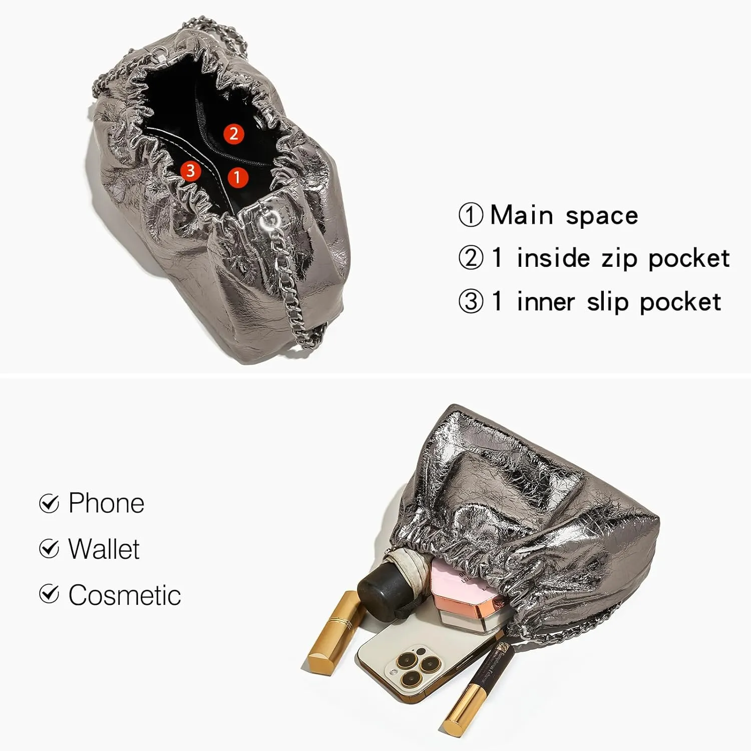 LAORENTOU Vegan Leather Crossbody Bags for Women Heart Shaped Magnetic Buckle Shoulder Bag Purse for Ladies