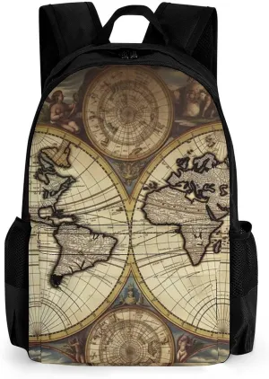 Laptop Backpack for Men Women Lightweight Backpack Ancient Map World Globe Daypack Rucksack with Compartment Laptop Bag