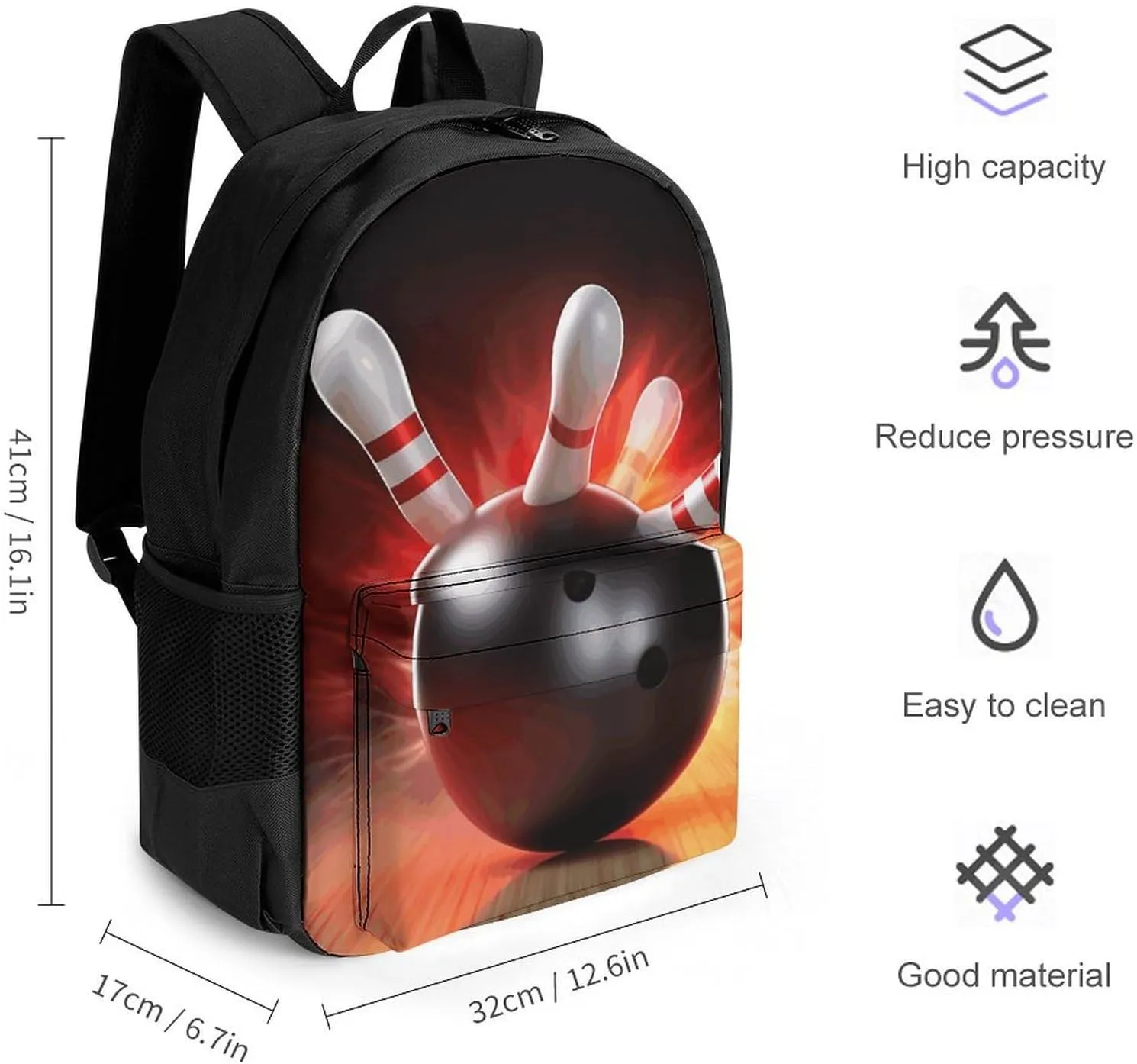 Laptop Backpack for Men Women Lightweight Backpack Bowling Ball Daypack Rucksack with Compartment Laptop Bag