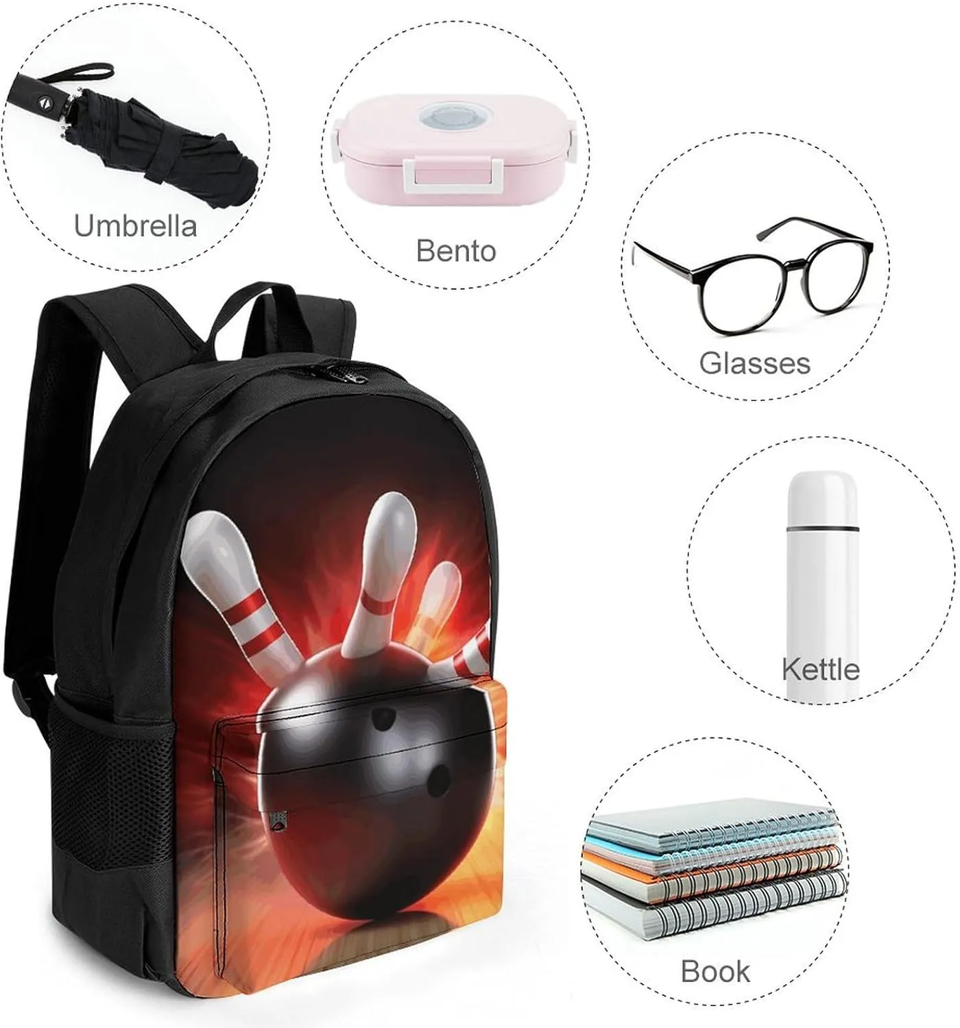 Laptop Backpack for Men Women Lightweight Backpack Bowling Ball Daypack Rucksack with Compartment Laptop Bag