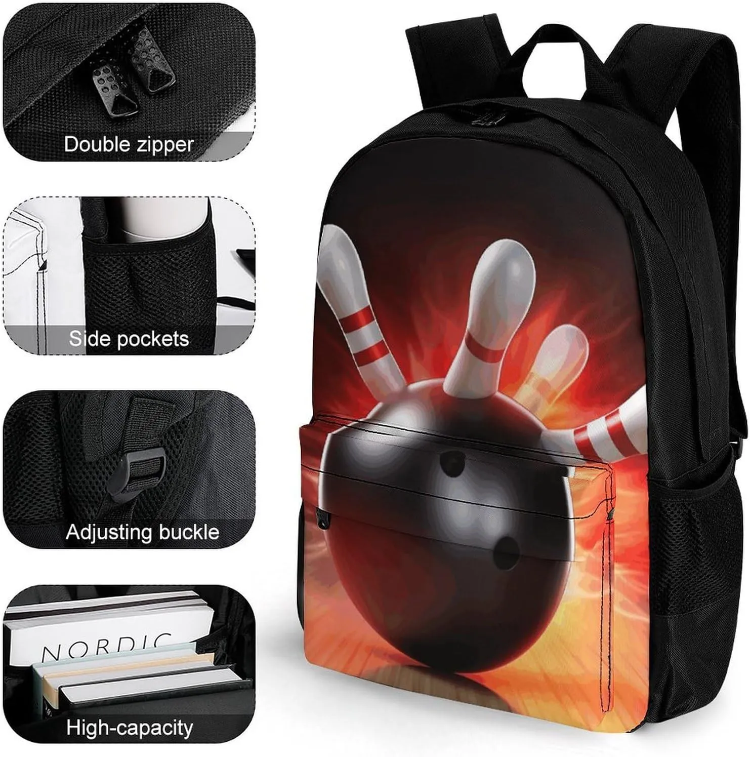Laptop Backpack for Men Women Lightweight Backpack Bowling Ball Daypack Rucksack with Compartment Laptop Bag