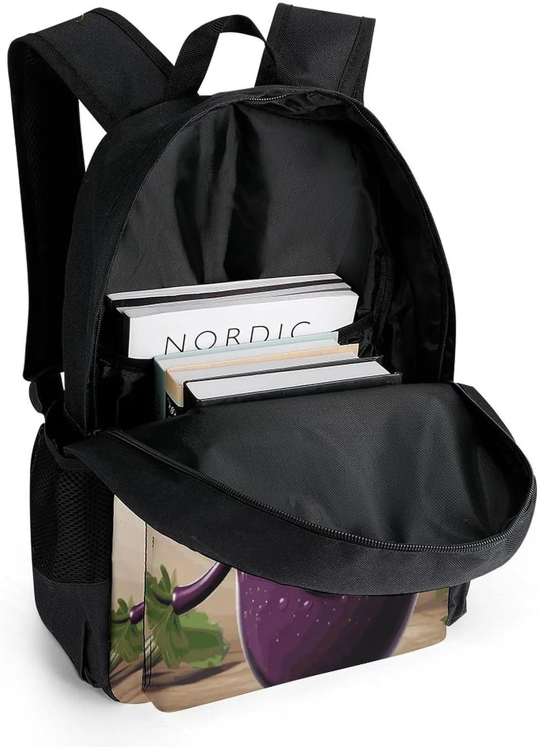 Laptop Backpack for Men Women Lightweight Backpack Cartoon Eggplant Daypack Rucksack with Compartment Laptop Bag