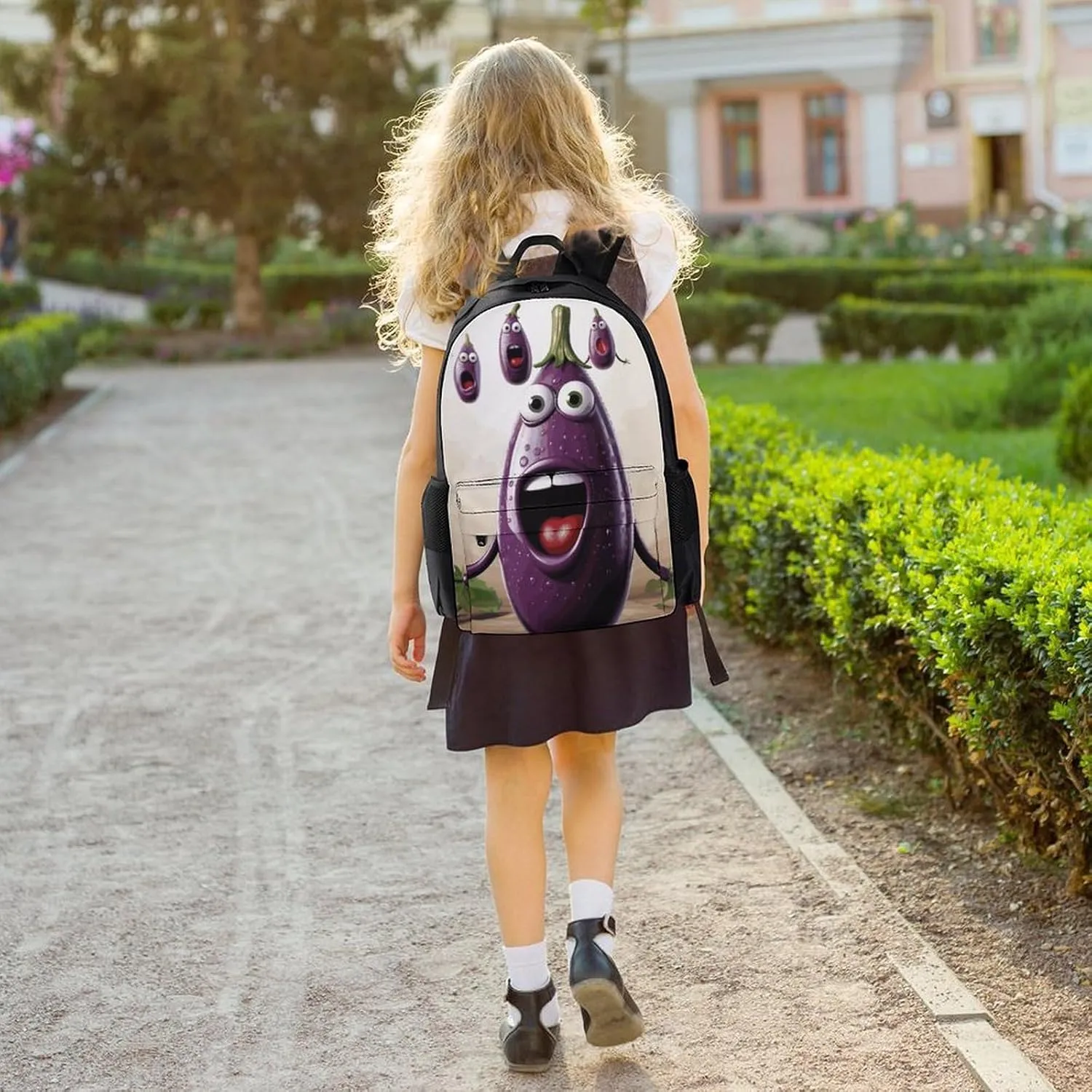 Laptop Backpack for Men Women Lightweight Backpack Cartoon Eggplant Daypack Rucksack with Compartment Laptop Bag