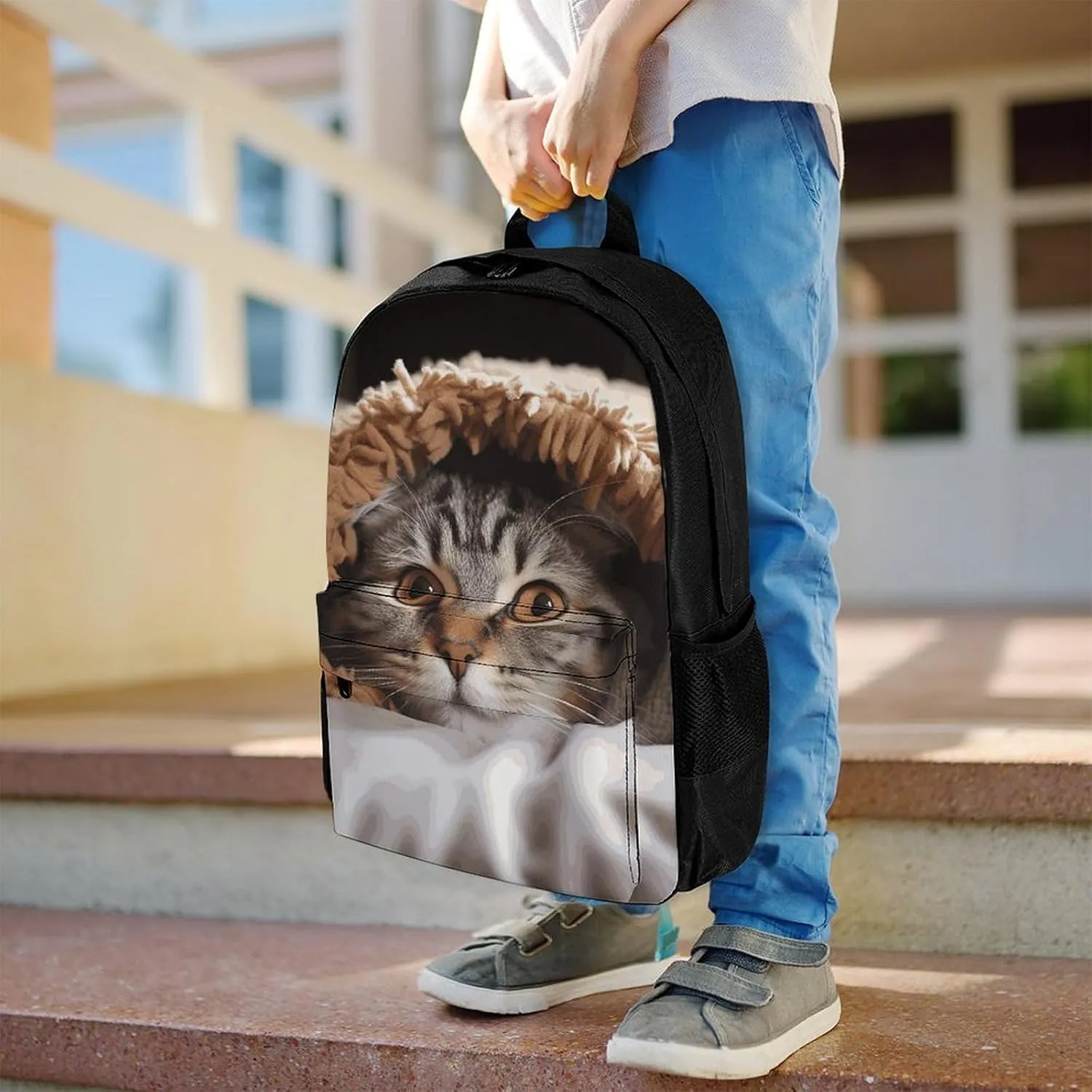 Laptop Backpack for Men Women Lightweight Backpack Cat Under Blanket Daypack Rucksack with Compartment Laptop Bag