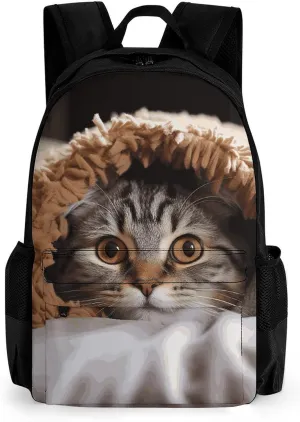 Laptop Backpack for Men Women Lightweight Backpack Cat Under Blanket Daypack Rucksack with Compartment Laptop Bag