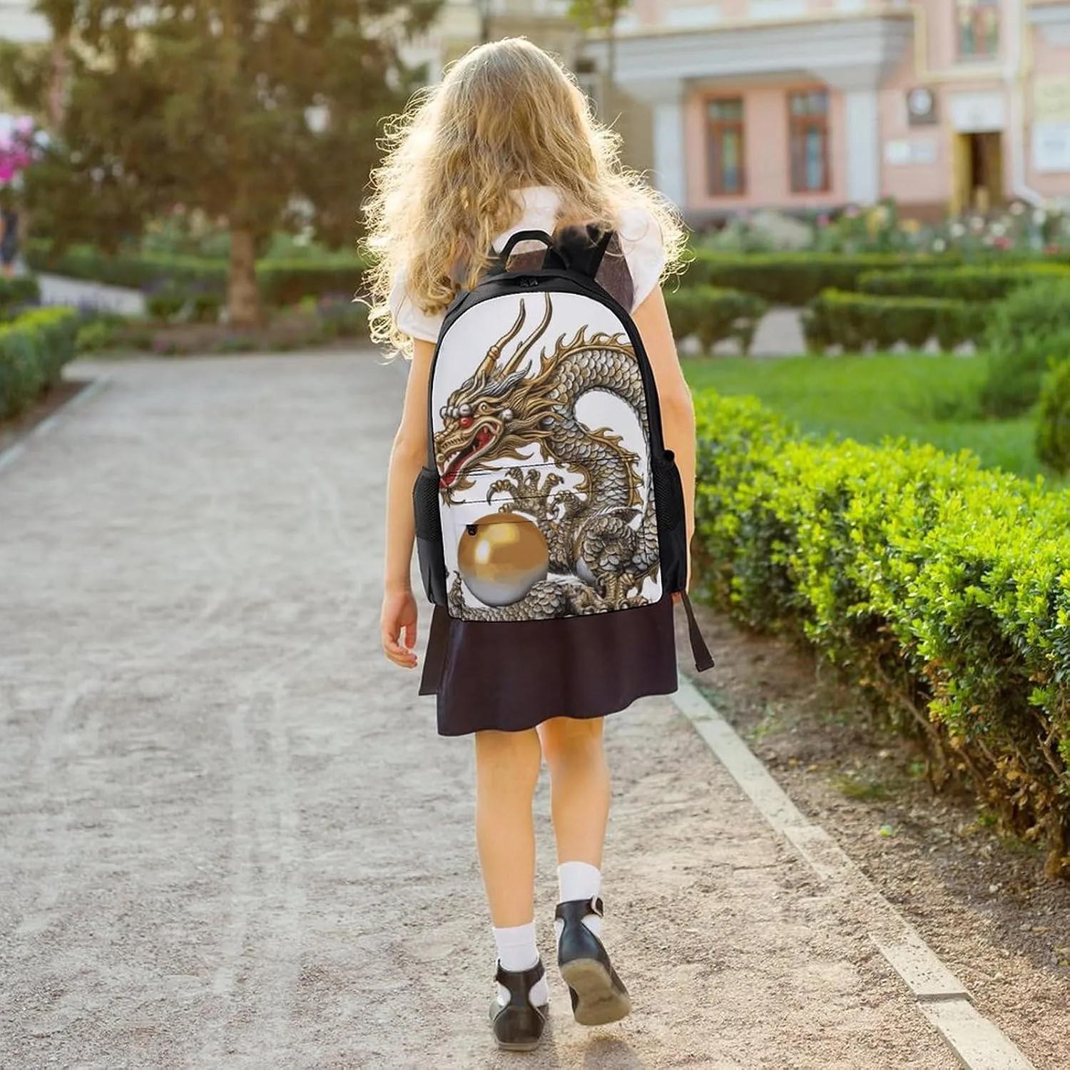 Laptop Backpack for Men Women Lightweight Backpack Chinese Dragon with Pearl Daypack Rucksack with Compartment Laptop Bag