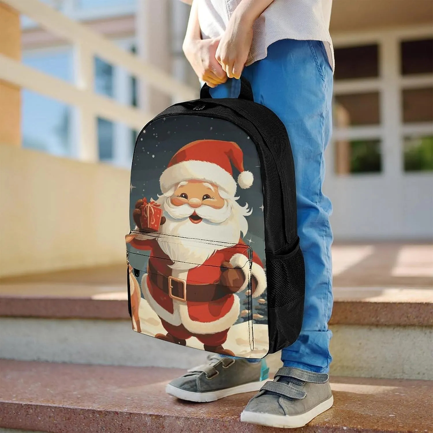 Laptop Backpack for Men Women Lightweight Backpack Christmas Santa Claus Daypack Rucksack with Compartment Laptop Bag