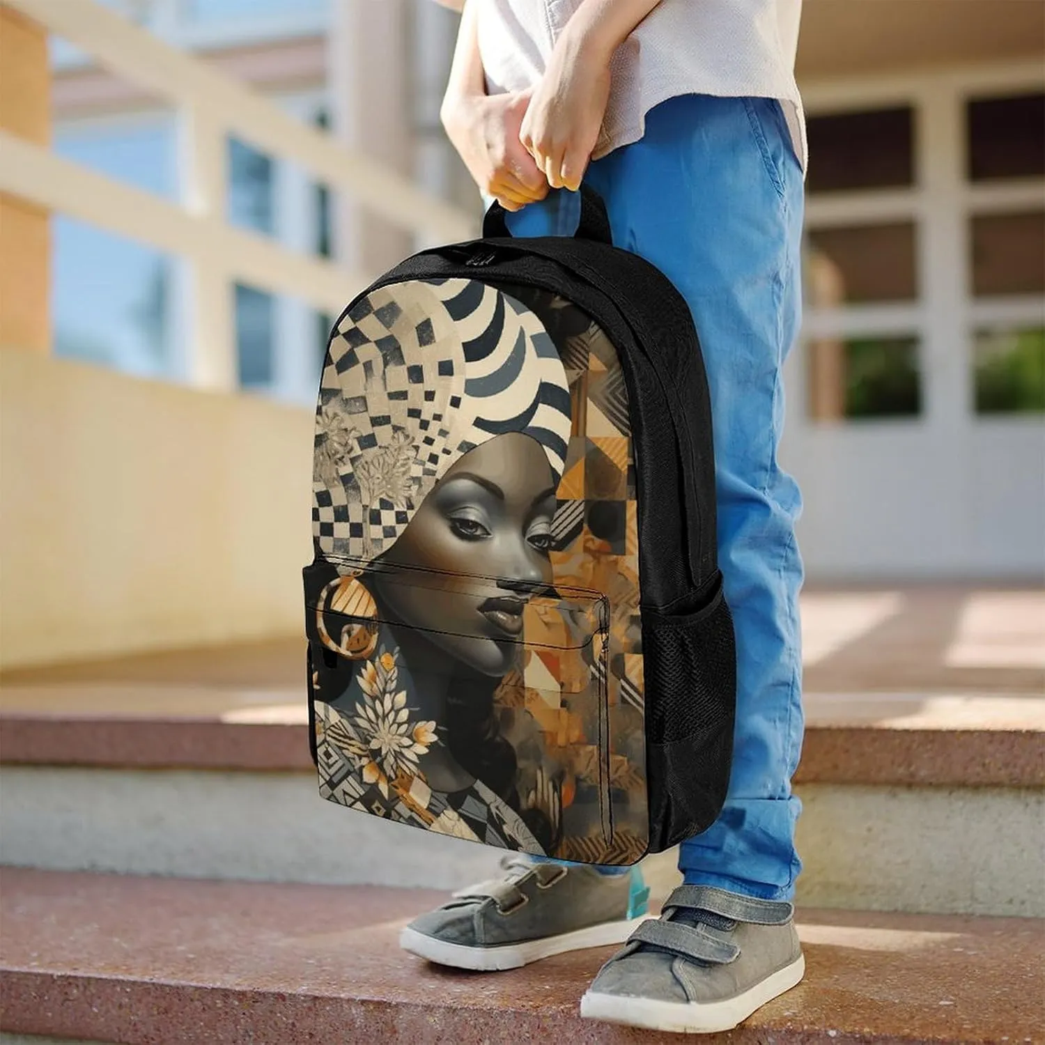 Laptop Backpack for Men Women Lightweight Backpack Collage Art Style Daypack Rucksack with Compartment Laptop Bag