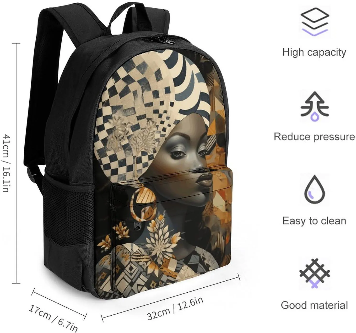 Laptop Backpack for Men Women Lightweight Backpack Collage Art Style Daypack Rucksack with Compartment Laptop Bag