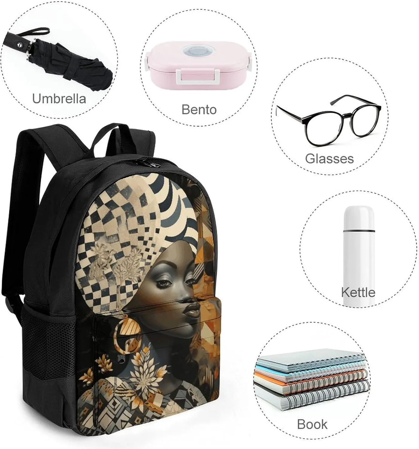 Laptop Backpack for Men Women Lightweight Backpack Collage Art Style Daypack Rucksack with Compartment Laptop Bag