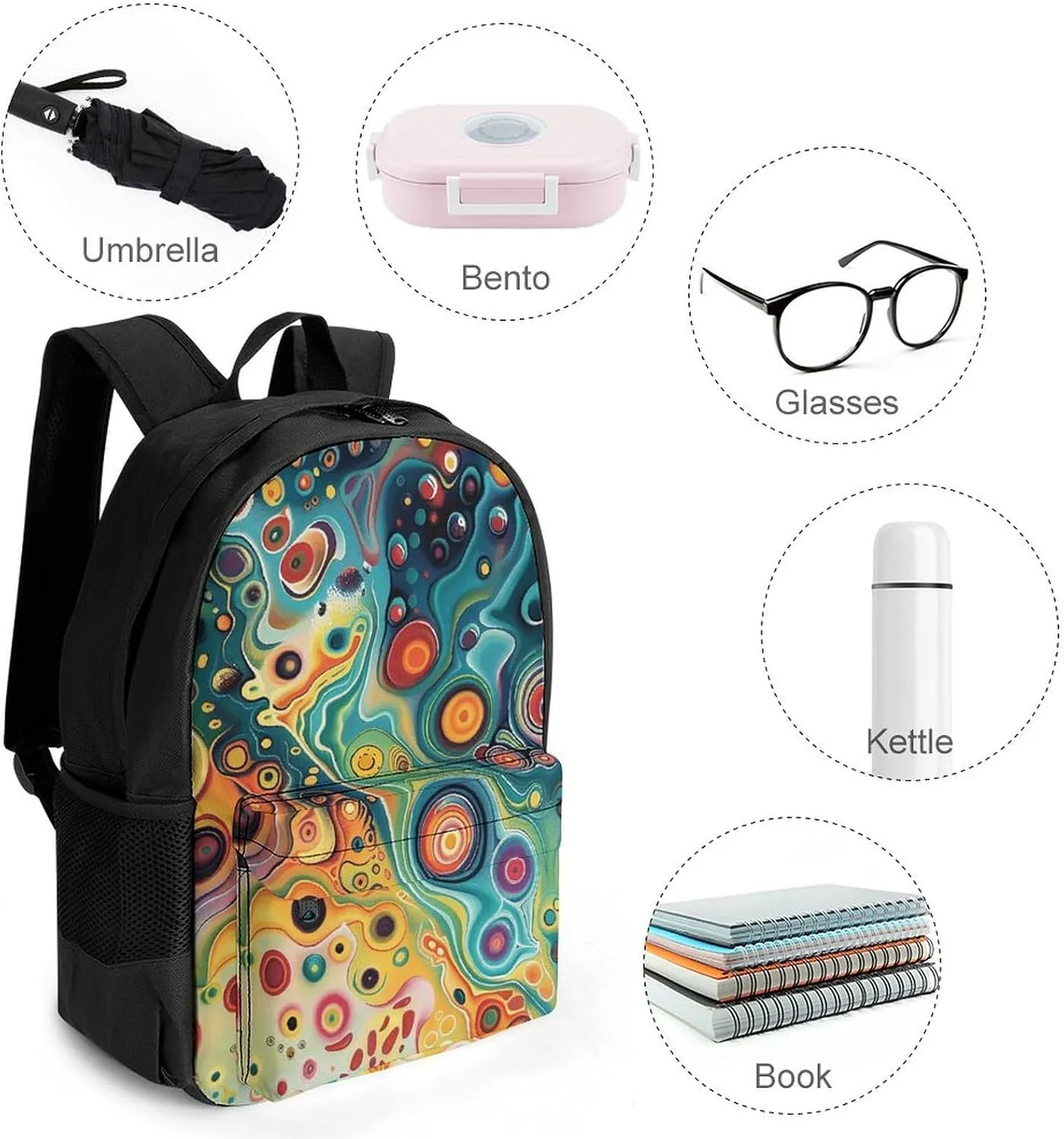 Laptop Backpack for Men Women Lightweight Backpack Colorful Liquid Swirl Daypack Rucksack with Compartment Laptop Bag