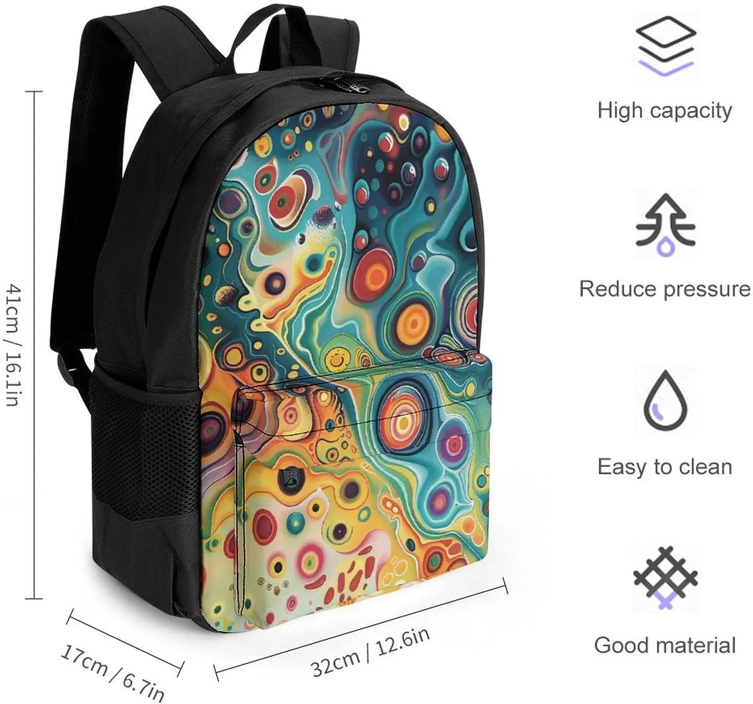 Laptop Backpack for Men Women Lightweight Backpack Colorful Liquid Swirl Daypack Rucksack with Compartment Laptop Bag