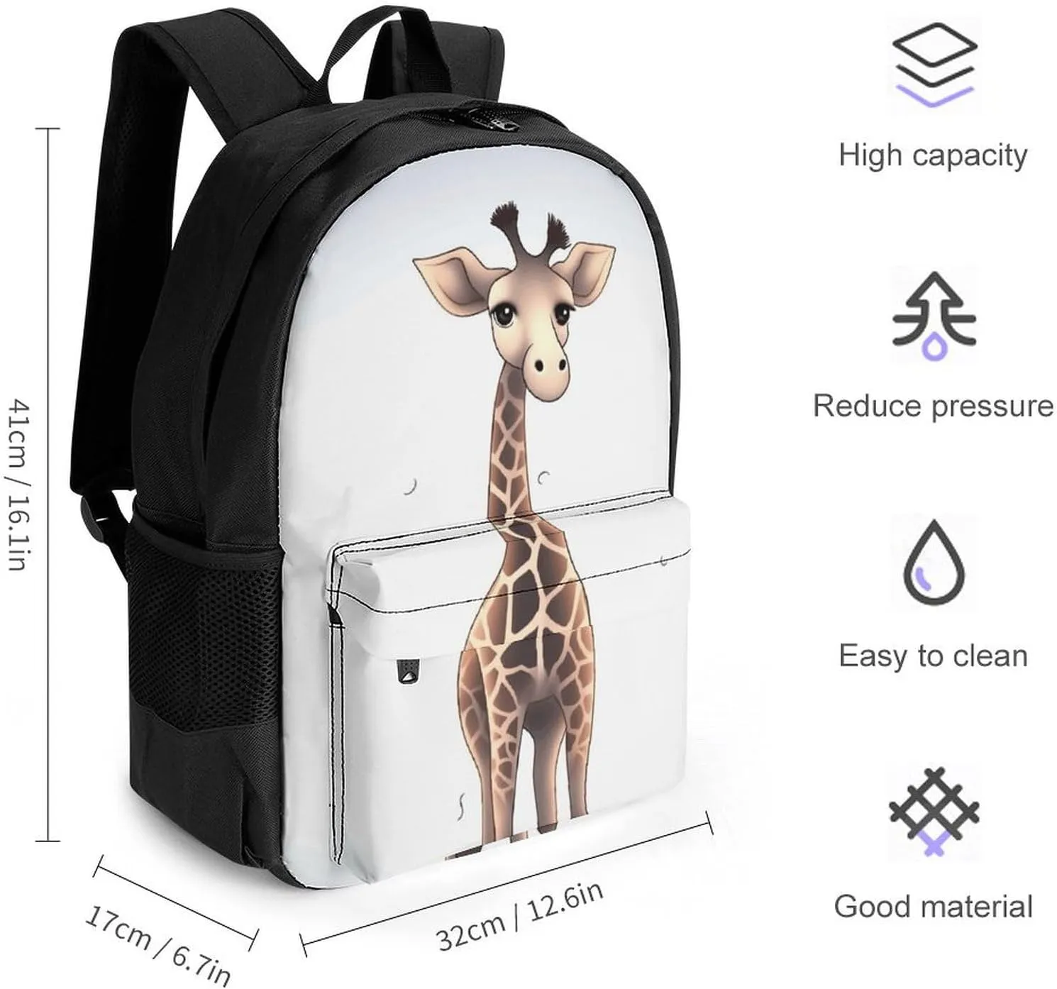 Laptop Backpack for Men Women Lightweight Backpack Cute Giraffe Daypack Rucksack with Compartment Laptop Bag