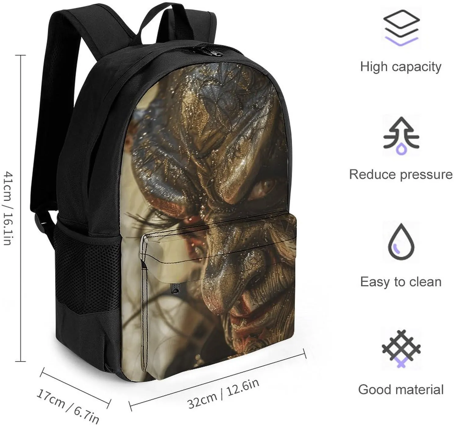Laptop Backpack for Men Women Lightweight Backpack Golden Devil Style Daypack Rucksack with Compartment Laptop Bag