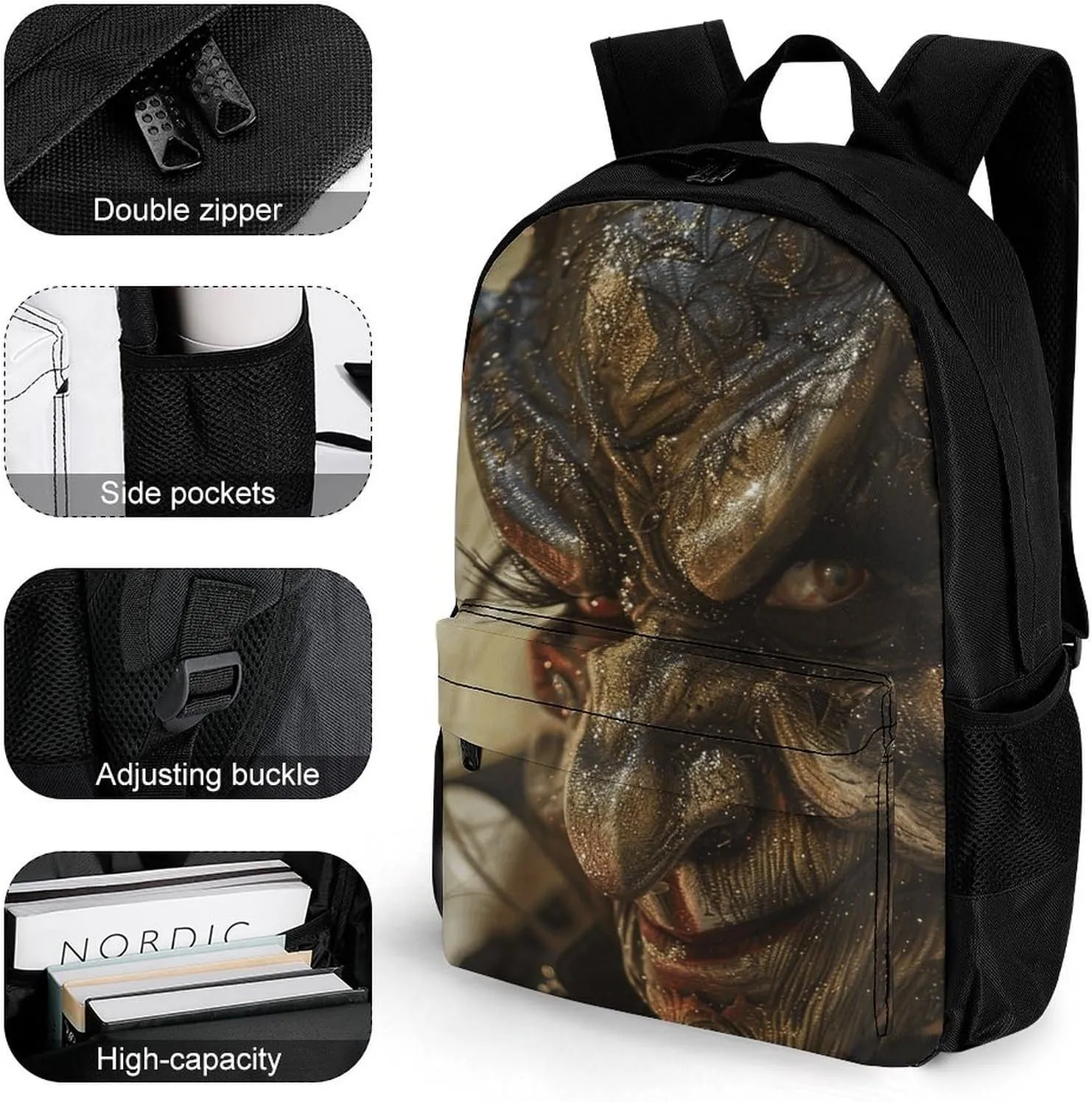 Laptop Backpack for Men Women Lightweight Backpack Golden Devil Style Daypack Rucksack with Compartment Laptop Bag