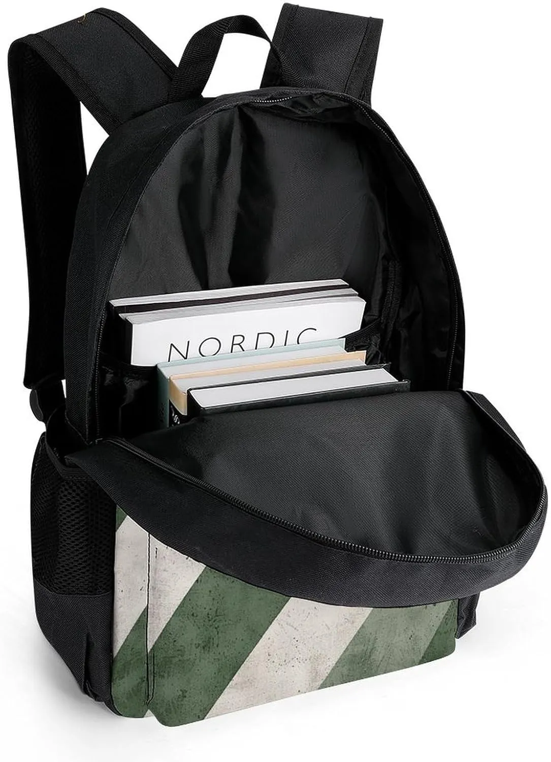 Laptop Backpack for Men Women Lightweight Backpack Green Diagonal Stripes Daypack Rucksack with Compartment Laptop Bag