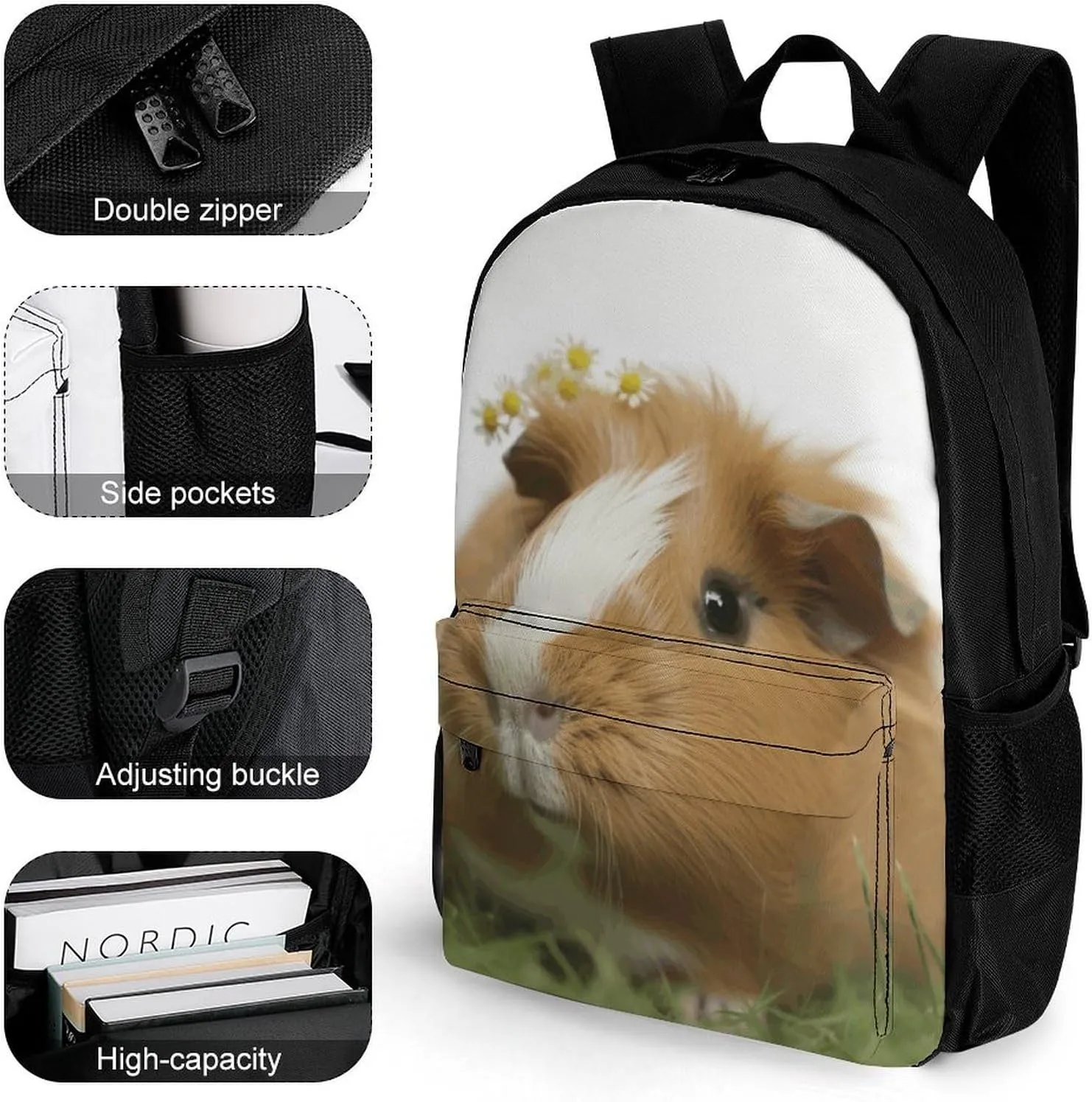 Laptop Backpack for Men Women Lightweight Backpack Guinea Pig Daypack Rucksack with Compartment Laptop Bag