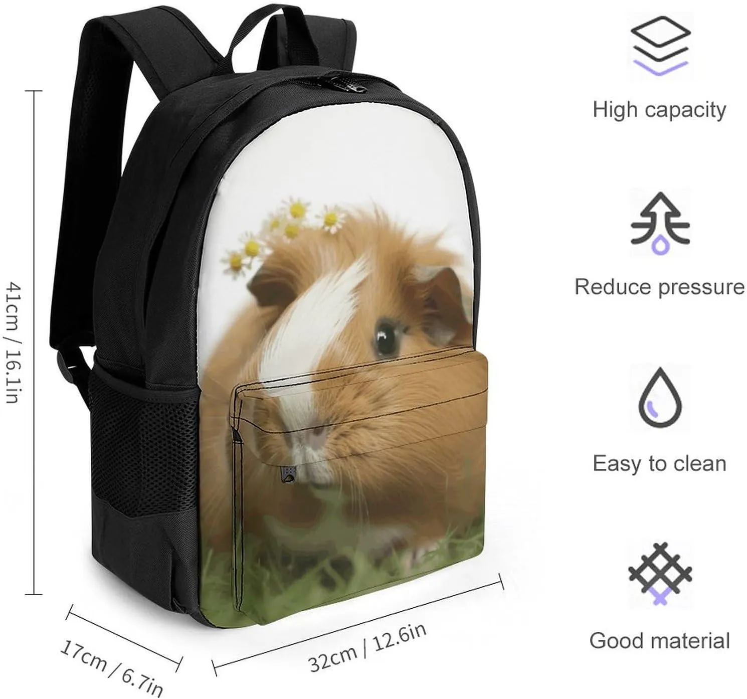 Laptop Backpack for Men Women Lightweight Backpack Guinea Pig Daypack Rucksack with Compartment Laptop Bag