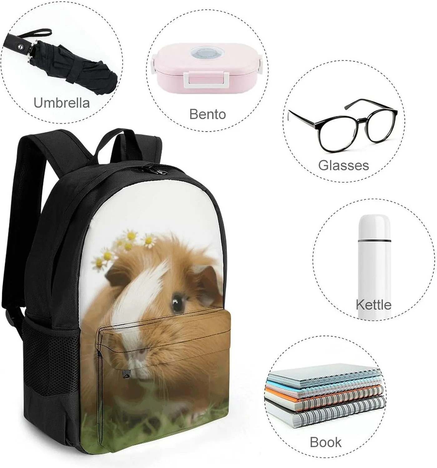 Laptop Backpack for Men Women Lightweight Backpack Guinea Pig Daypack Rucksack with Compartment Laptop Bag