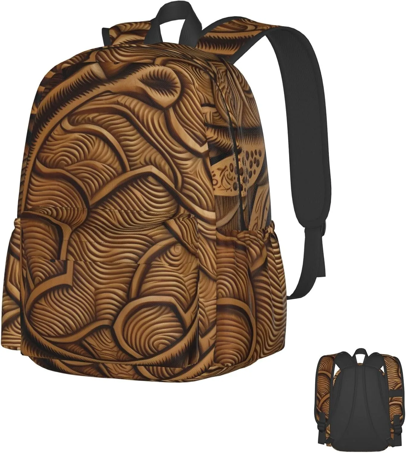 Laptop Backpack for Men Women Lightweight Backpack Hawaiian Tapa Honu Turtle Casual Daypack with Bottle Side Pockets