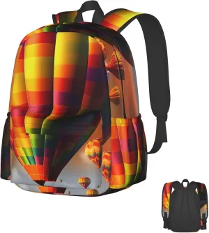 Laptop Backpack for Men Women Lightweight Backpack Hot Air Balloons Casual Daypack with Bottle Side Pockets