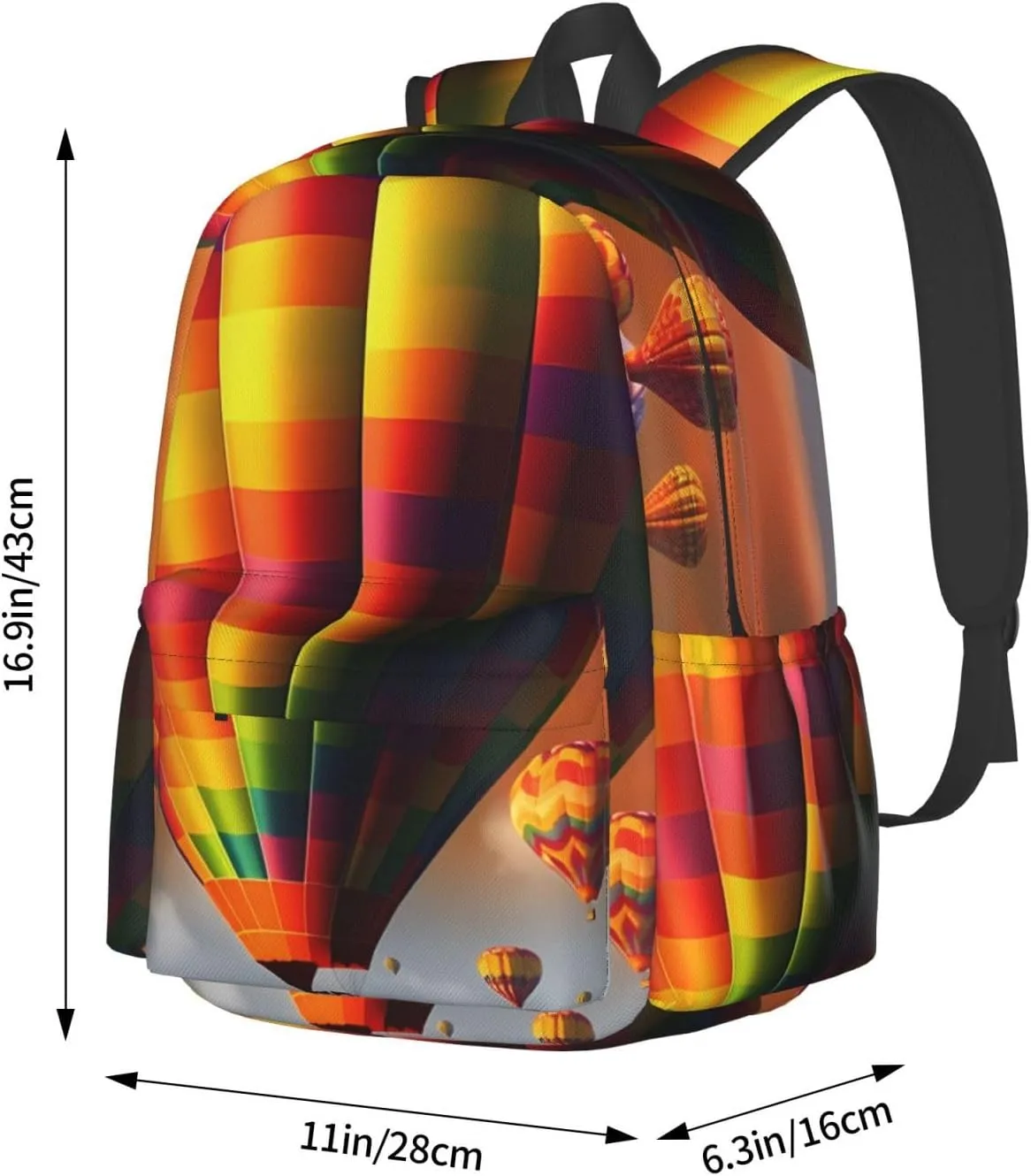 Laptop Backpack for Men Women Lightweight Backpack Hot Air Balloons Casual Daypack with Bottle Side Pockets
