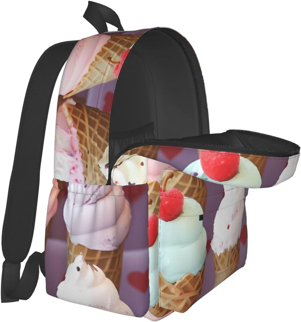 Laptop Backpack for Men Women Lightweight Backpack Ice Cream Cones Casual Daypack with Bottle Side Pockets