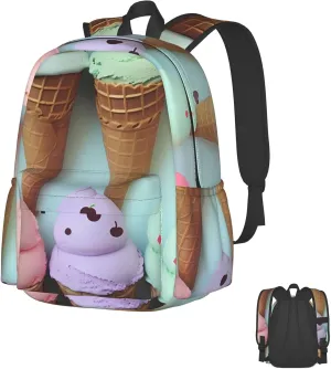 Laptop Backpack for Men Women Lightweight Backpack Ice Cream Cones1 Casual Daypack with Bottle Side Pockets